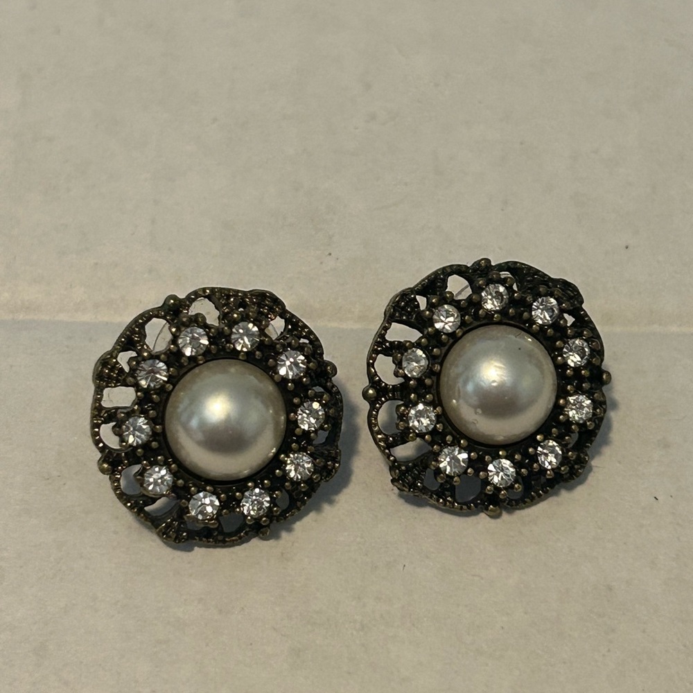 Pearl and CZ earrings